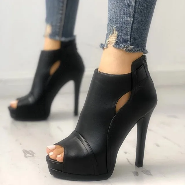 2020 New Women Pumps Spring Fall Office Shoes Breathable Hollow Out Square Heel Boots Woman Platform Heels Party Wedding Shoes Fashion Nova Shoes