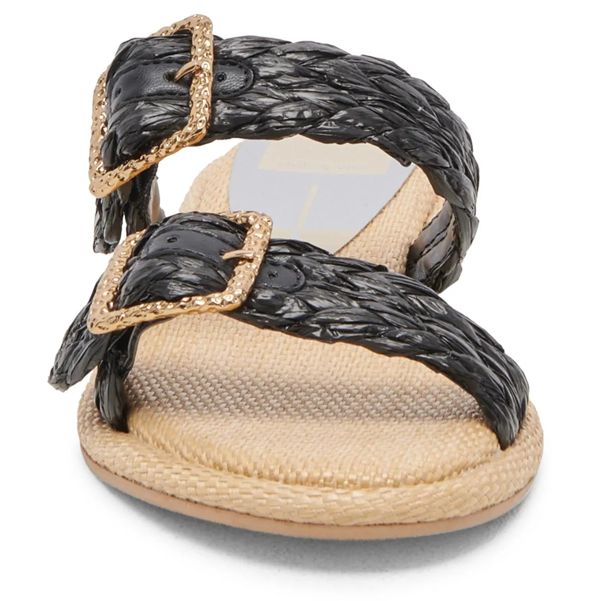 Alaina Womens Raffia Slip On Slide Sandals