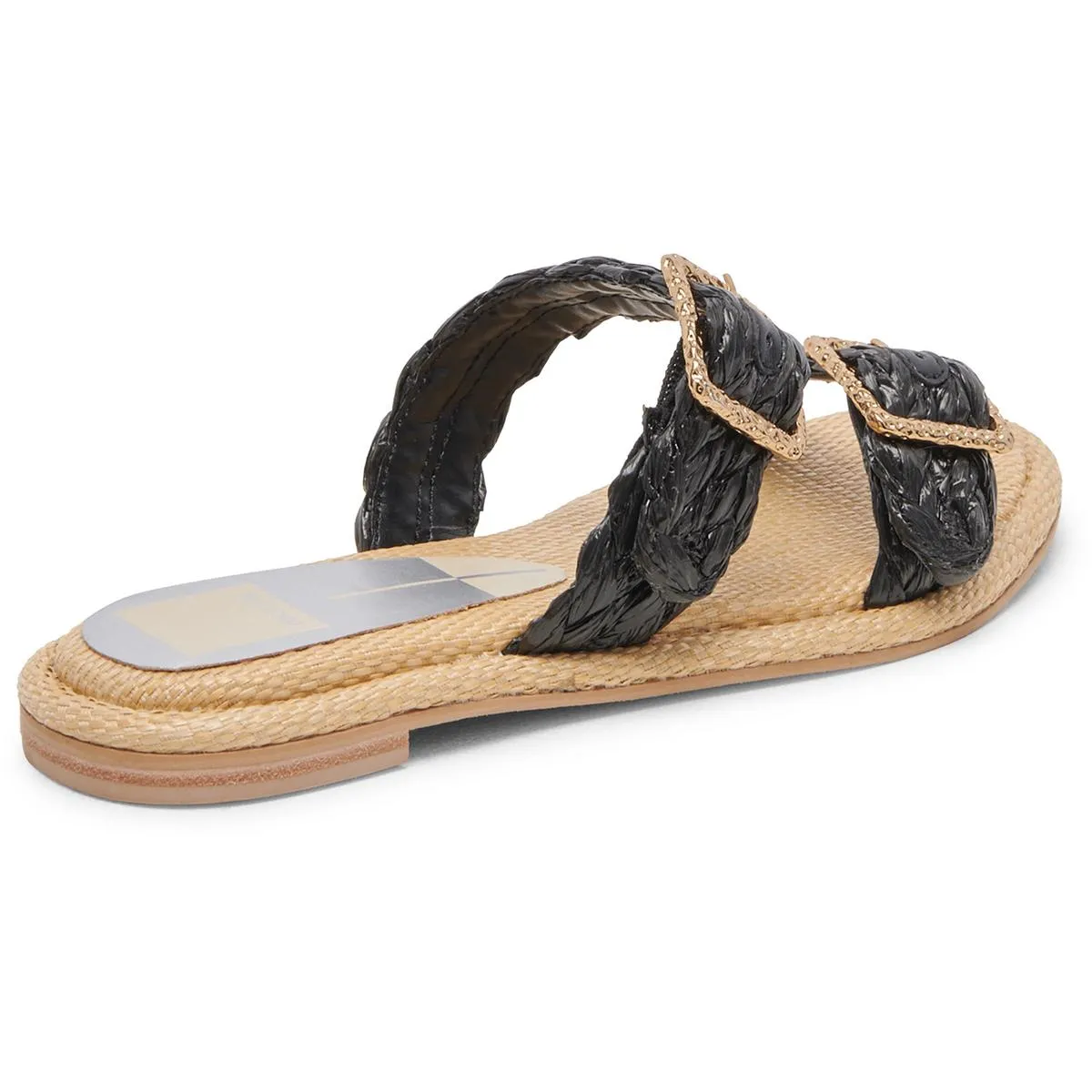 Alaina Womens Raffia Slip On Slide Sandals