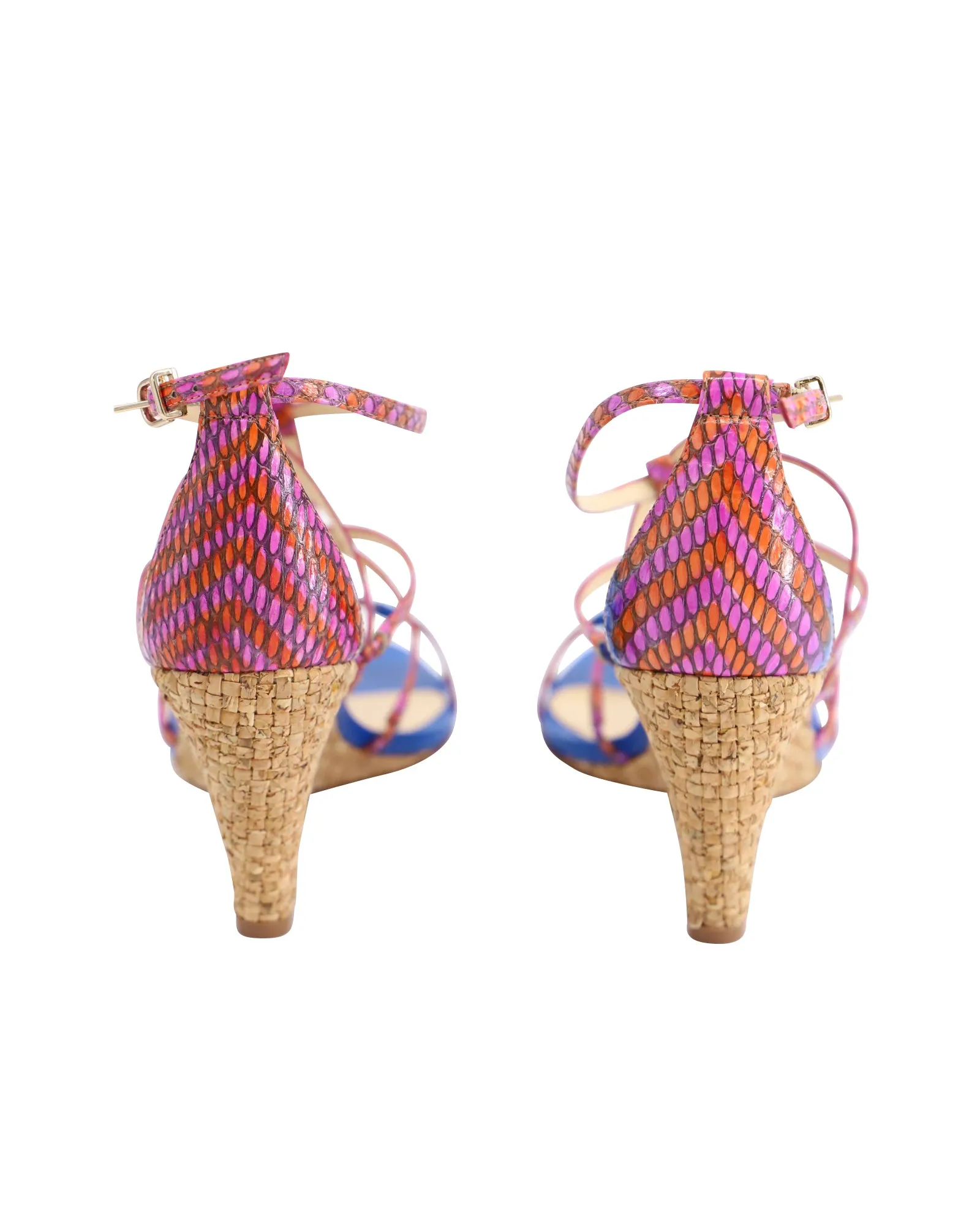 Alexandre Birman Multi Strap Wedge Sandals in Multicolor Leather