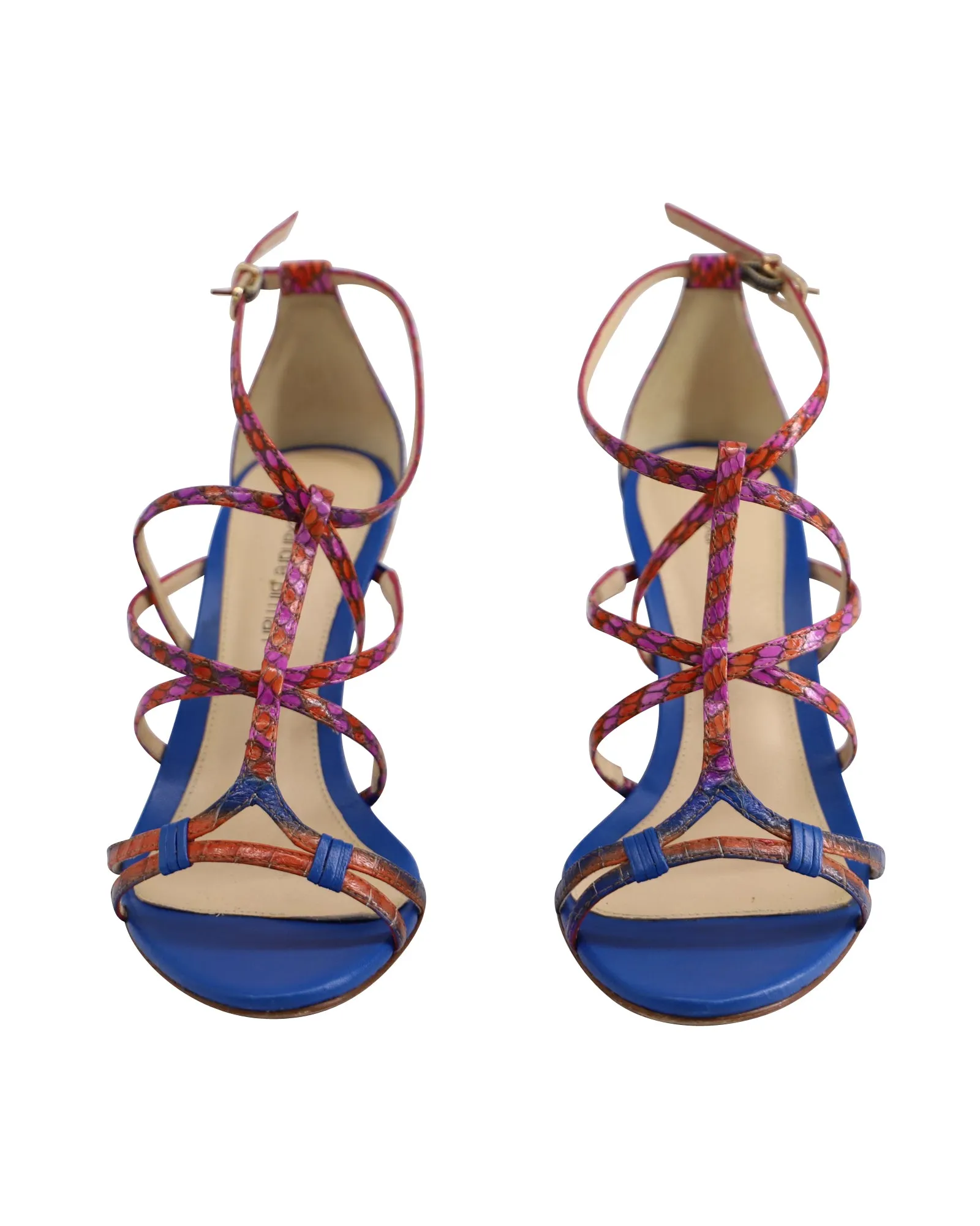Alexandre Birman Multi Strap Wedge Sandals in Multicolor Leather