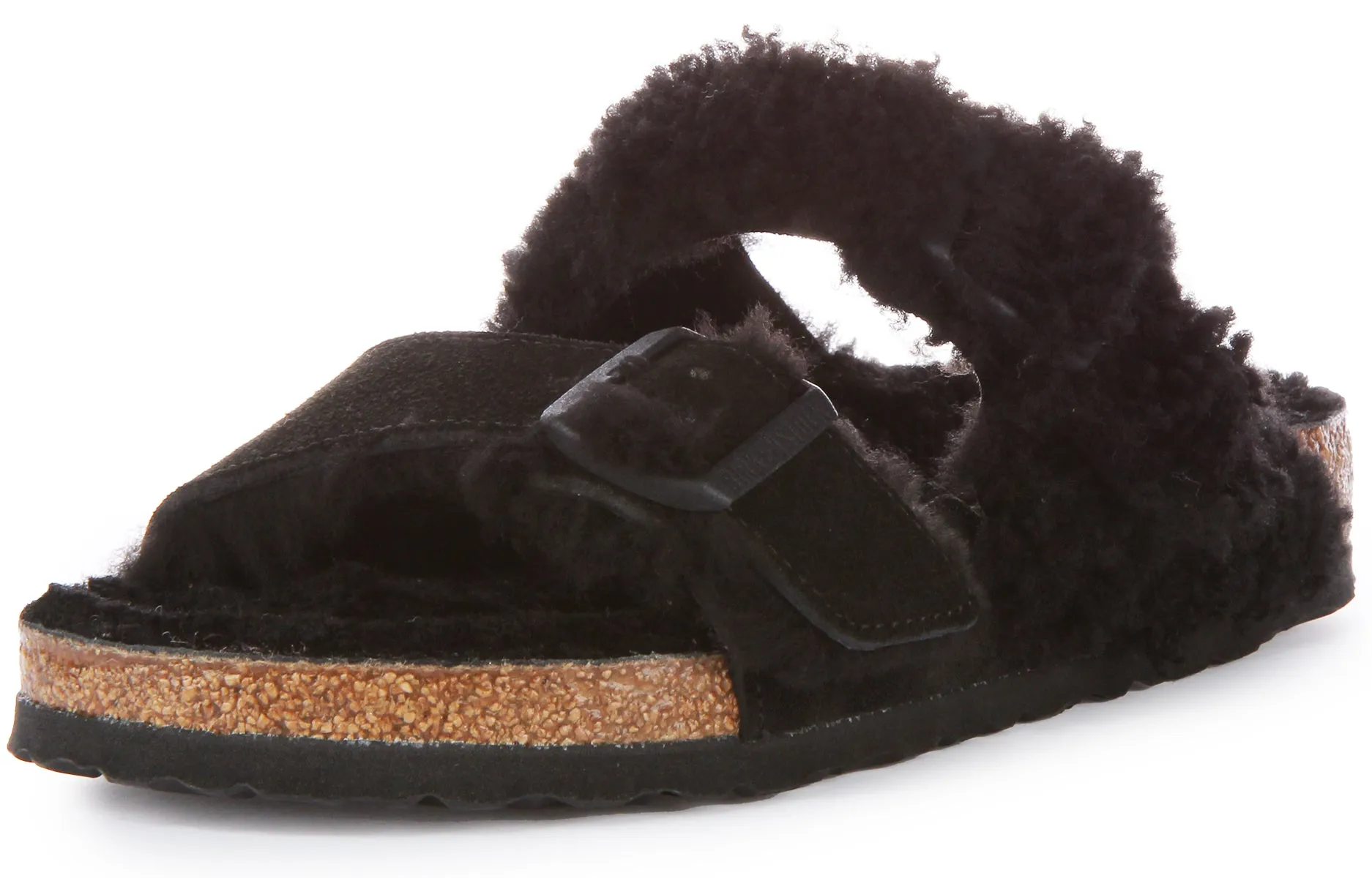 Birkenstock Arizona Split Fur In Black | Regular Fit Shoes Birkenstock