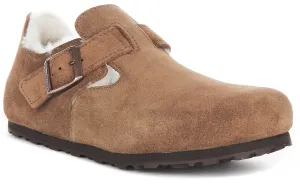 Birkenstock London Shearlin In Brown Suede | Regular Fit Shoes Birkenstock