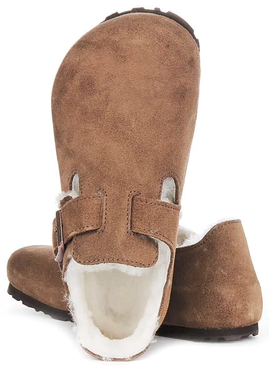 Birkenstock London Shearlin In Brown Suede | Regular Fit Shoes Birkenstock