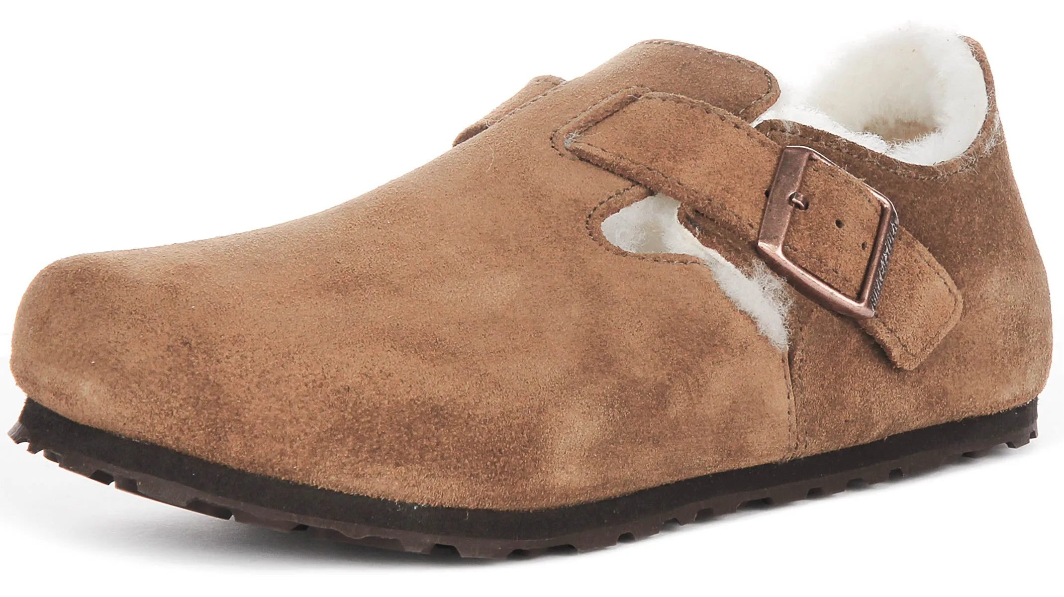 Birkenstock London Shearlin In Brown Suede | Regular Fit Shoes Birkenstock
