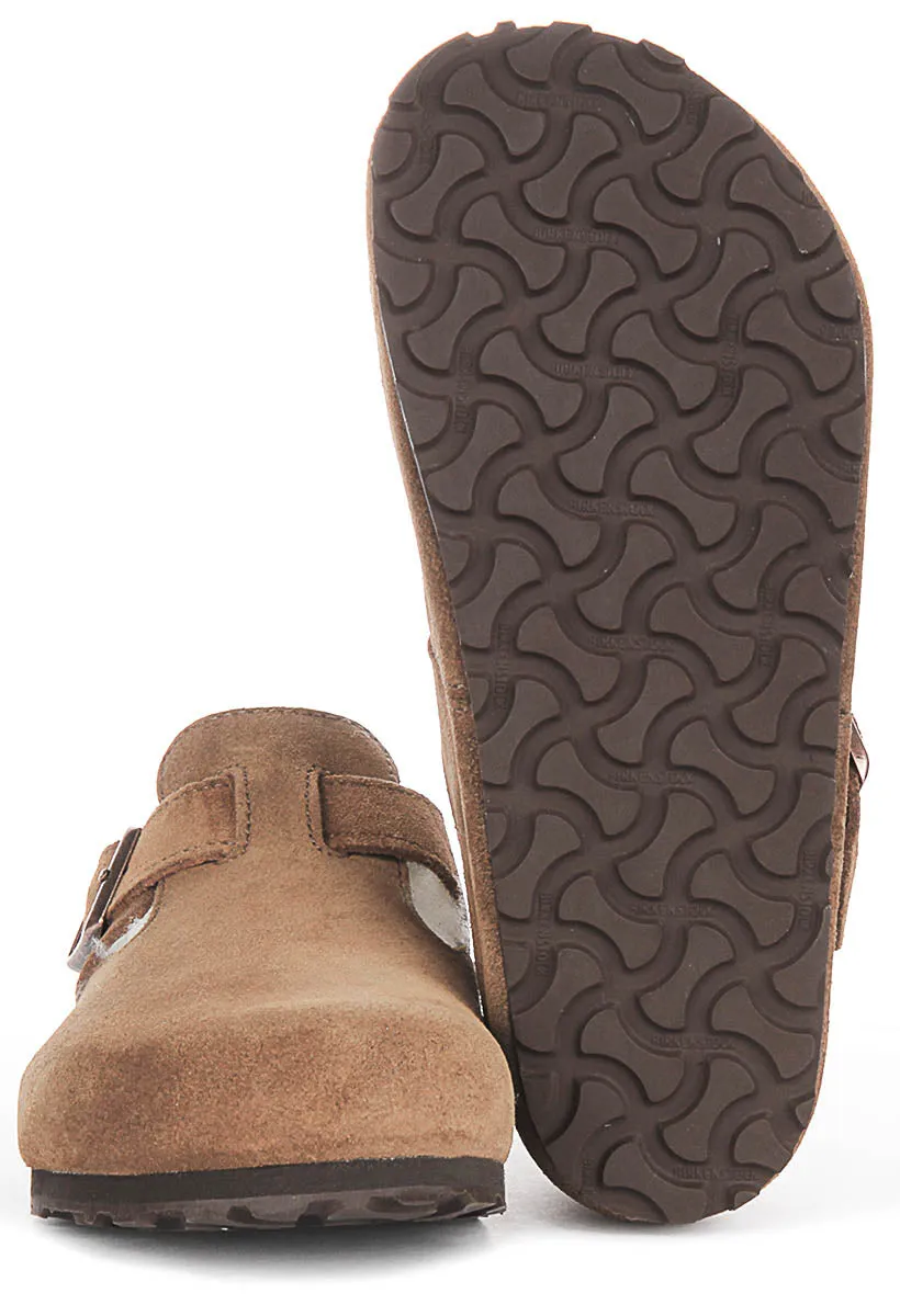 Birkenstock London Shearlin In Brown Suede | Regular Fit Shoes Birkenstock