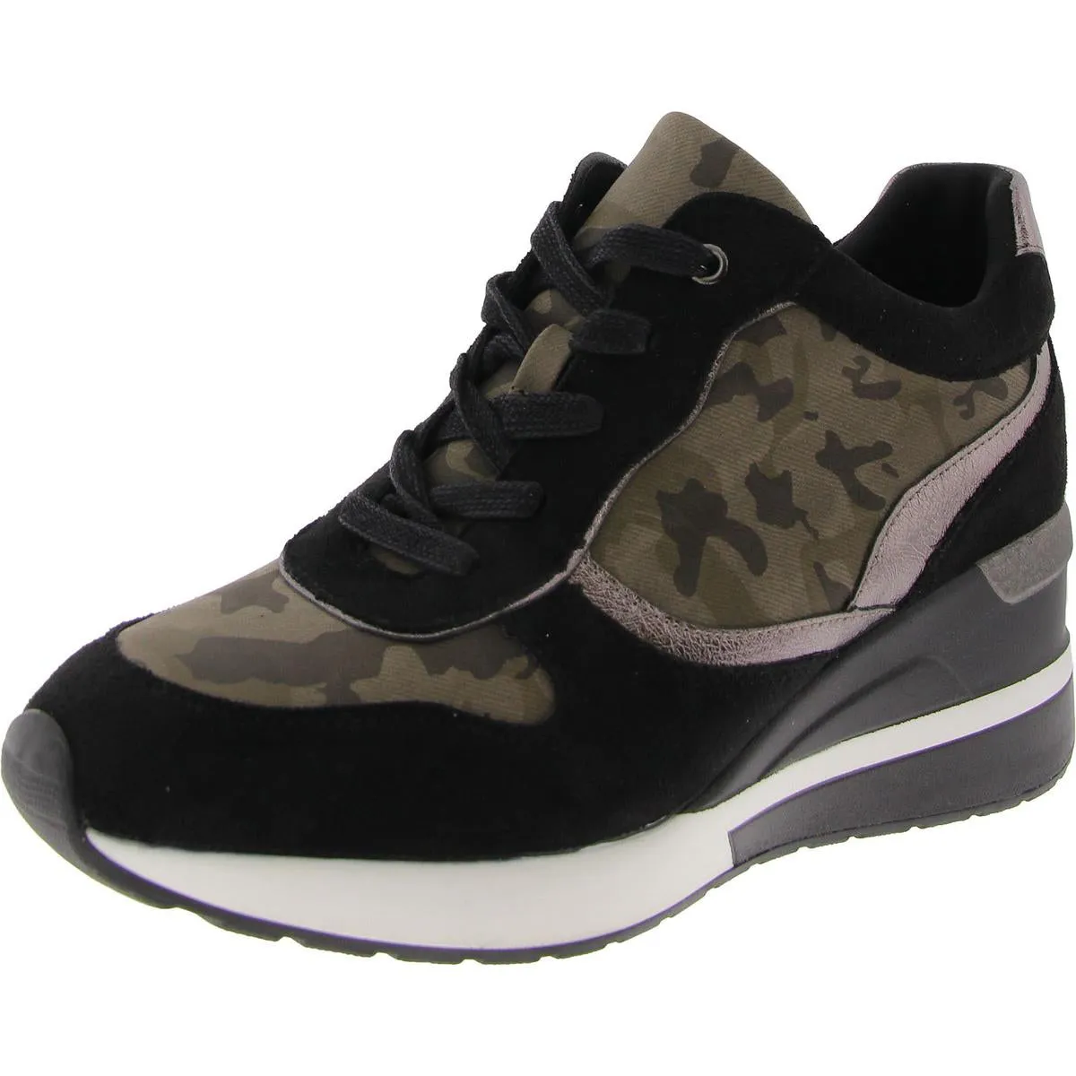 Canali Womens Faux Suede Snake Print Fashion Sneakers