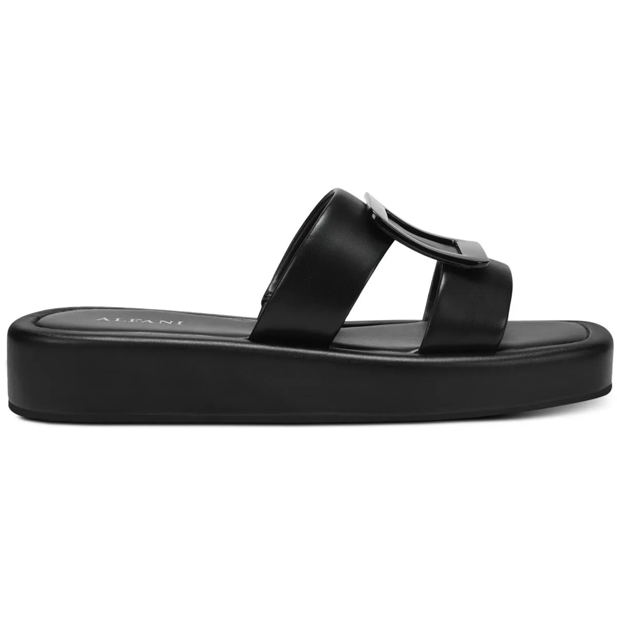 Dannin Womens Faux Leather Slip On Flatform Sandals