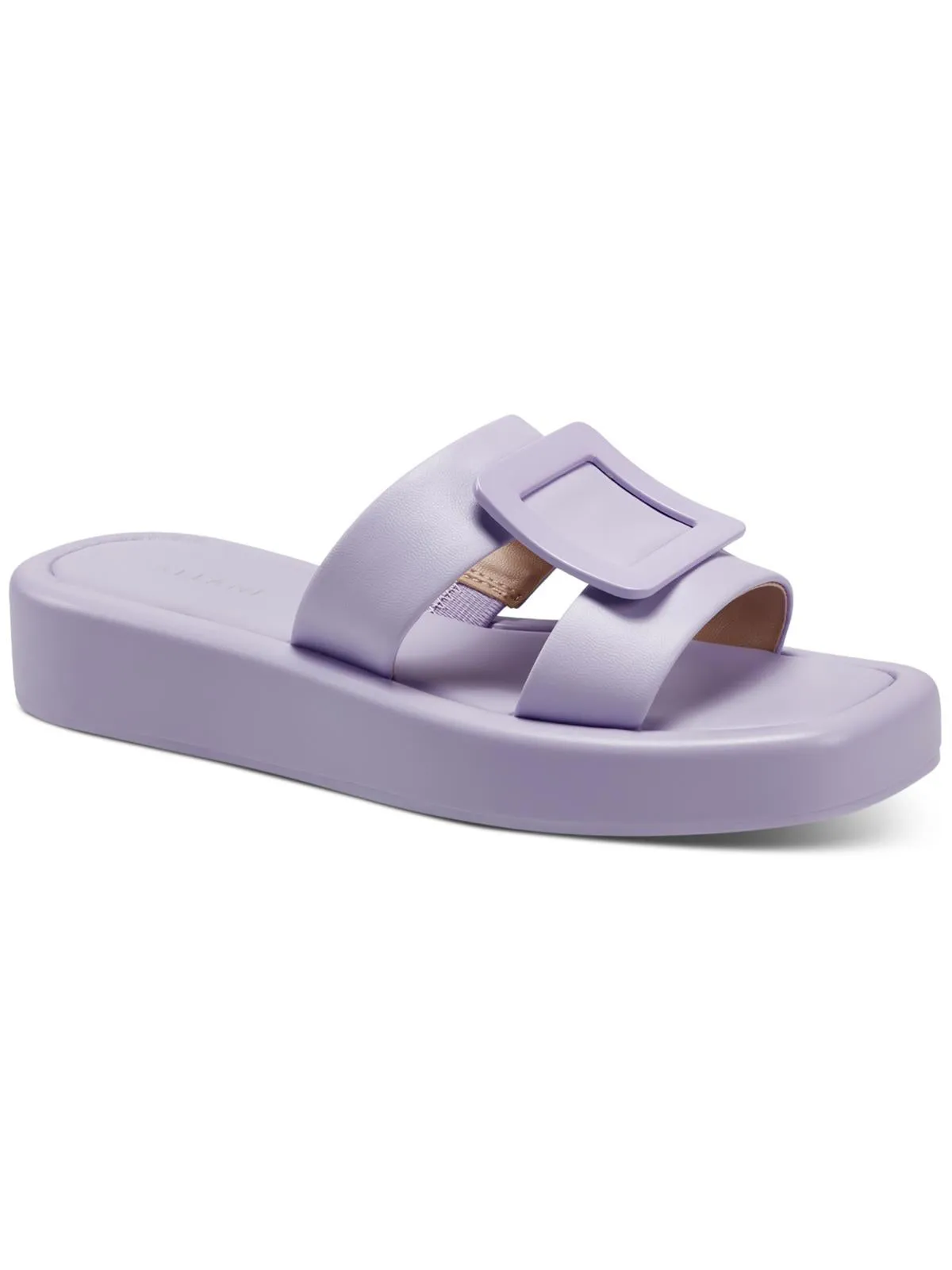 Dannin Womens Faux Leather Slip On Flatform Sandals