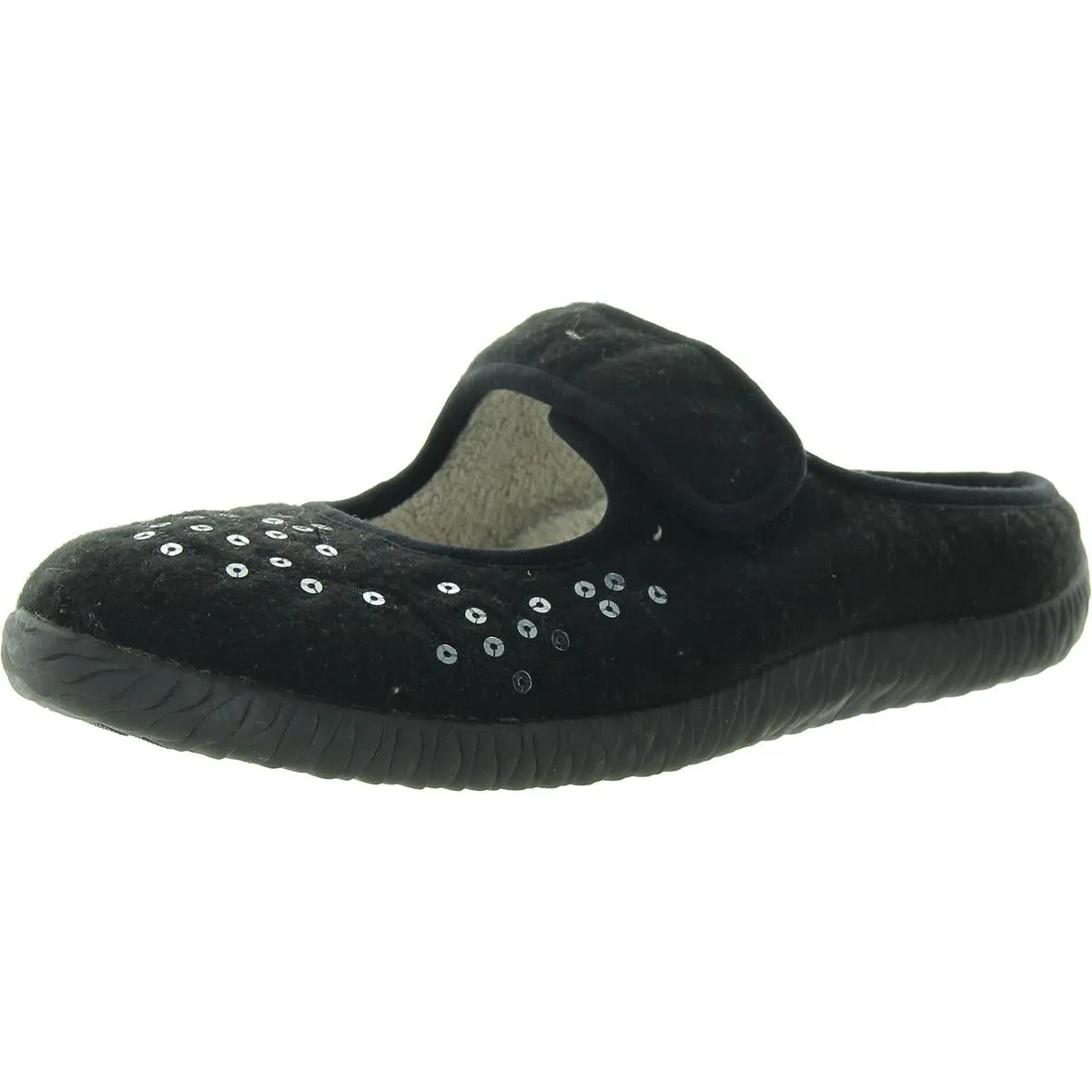 Elin Womens Sequined Faux Suede Mary Janes