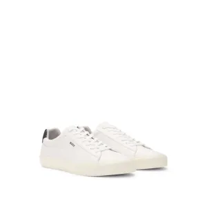 Faux-leather trainers with contrast backtab