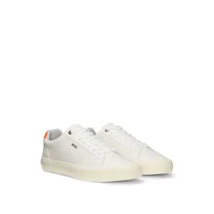 Faux-leather trainers with contrast backtab