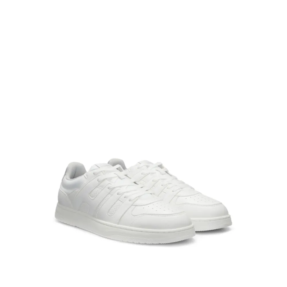 Faux-leather trainers with logo uppers