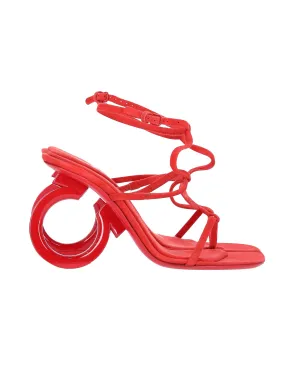 Ferragamo Aglalia Gancini-Heel Sandals in Red Suede