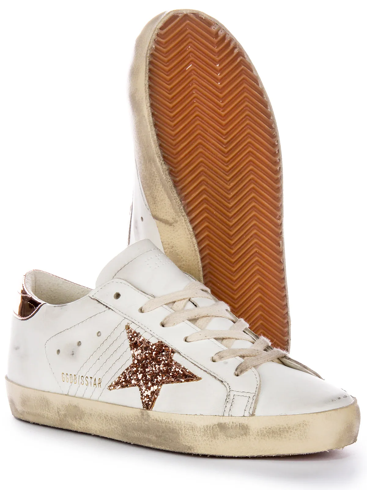 Golden Goose Super Star In White Bronze For Women Shoes Golden Goose