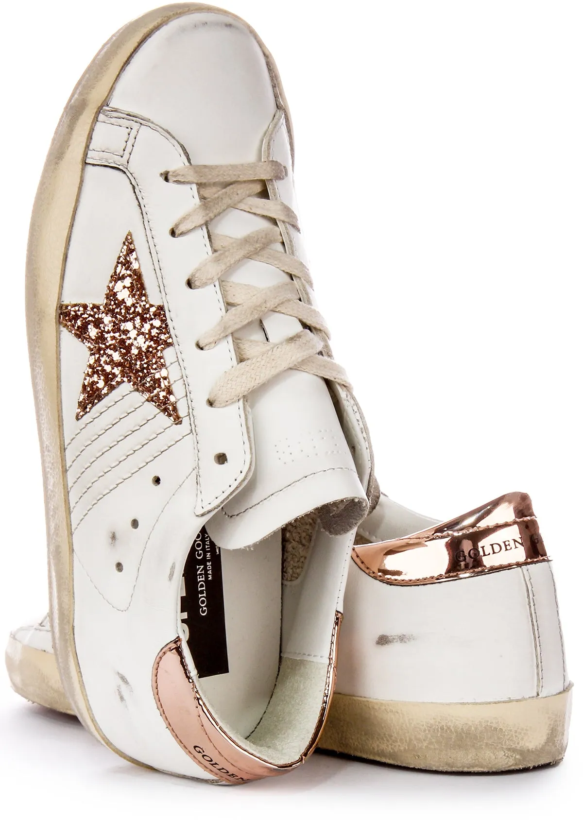 Golden Goose Super Star In White Bronze For Women Shoes Golden Goose