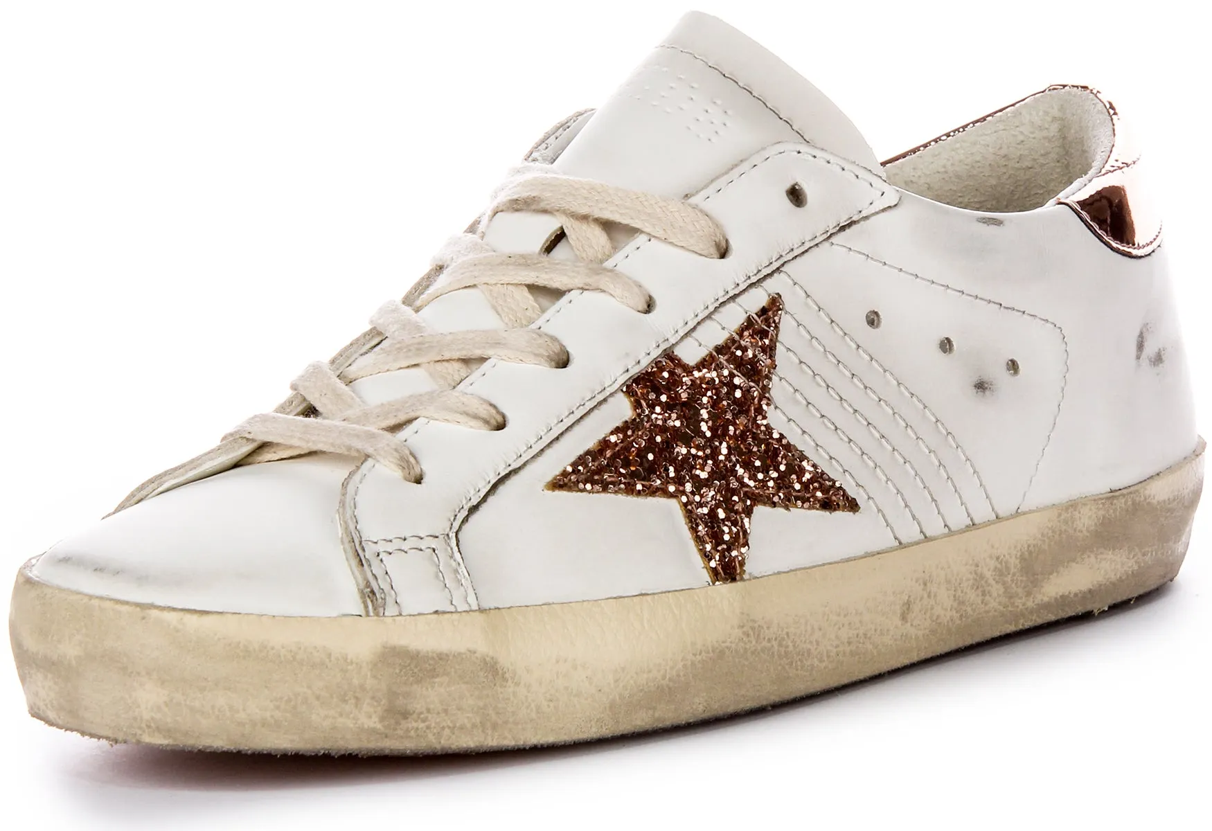 Golden Goose Super Star In White Bronze For Women Shoes Golden Goose