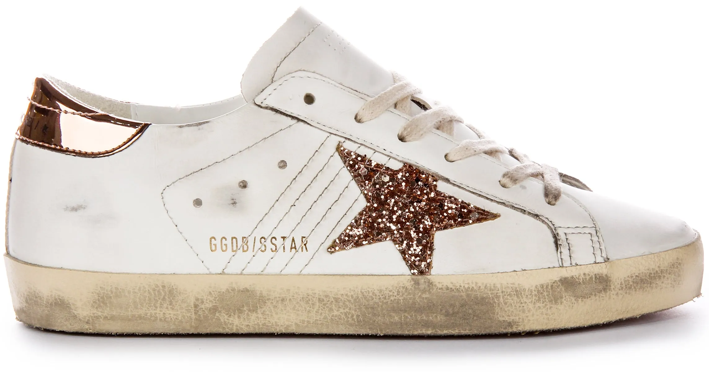 Golden Goose Super Star In White Bronze For Women Shoes Golden Goose