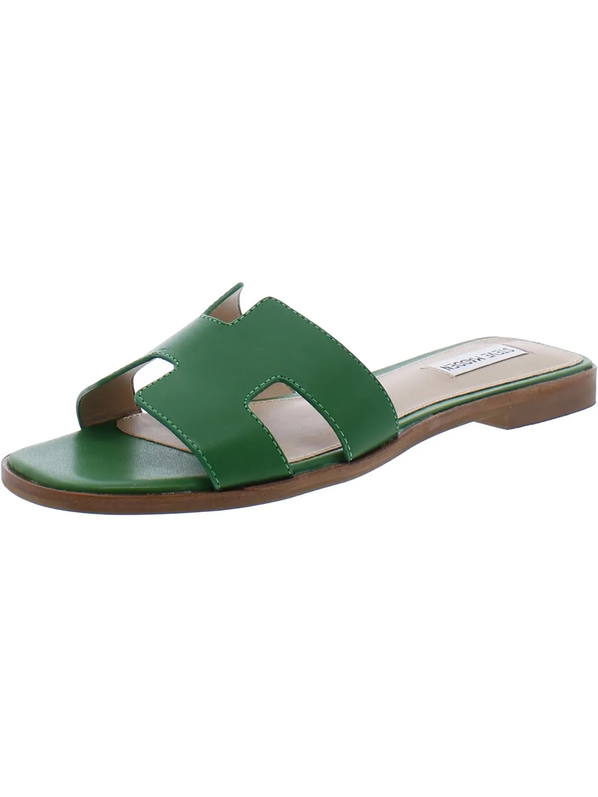 Hadyn Womens Leather Open Toe Slide Sandals