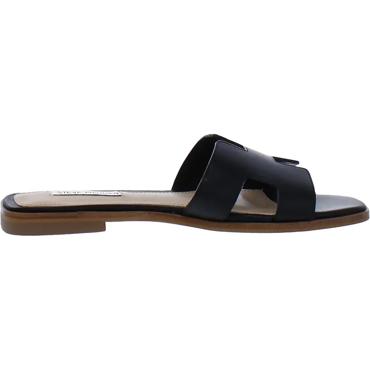 Hadyn Womens Leather Open Toe Slide Sandals