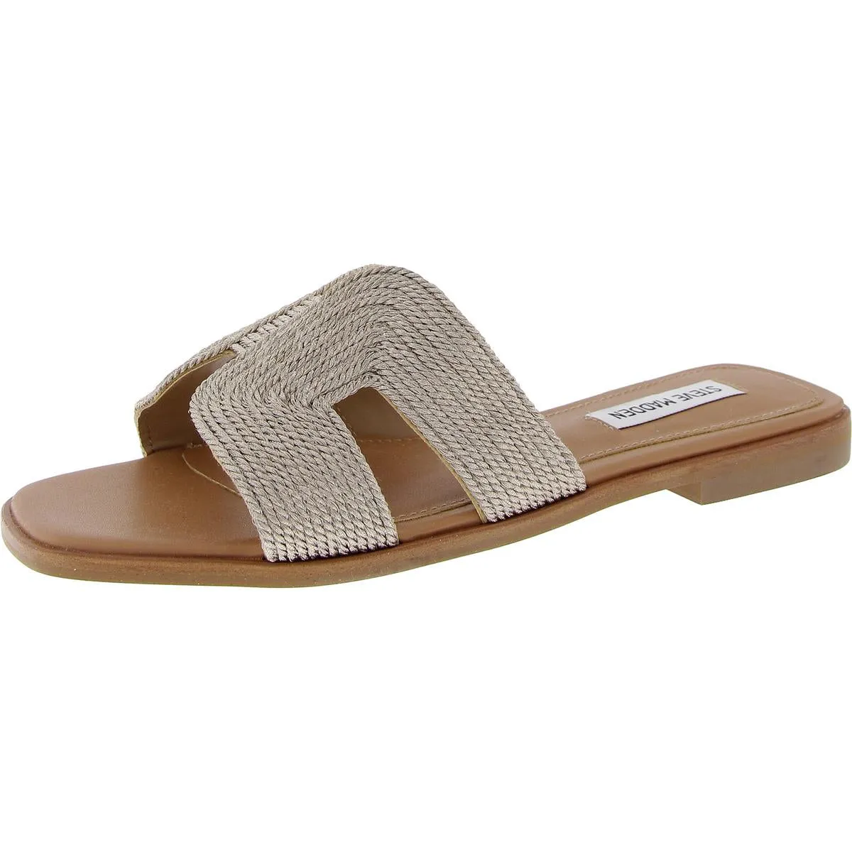 Hadyn Womens Leather Open Toe Slide Sandals