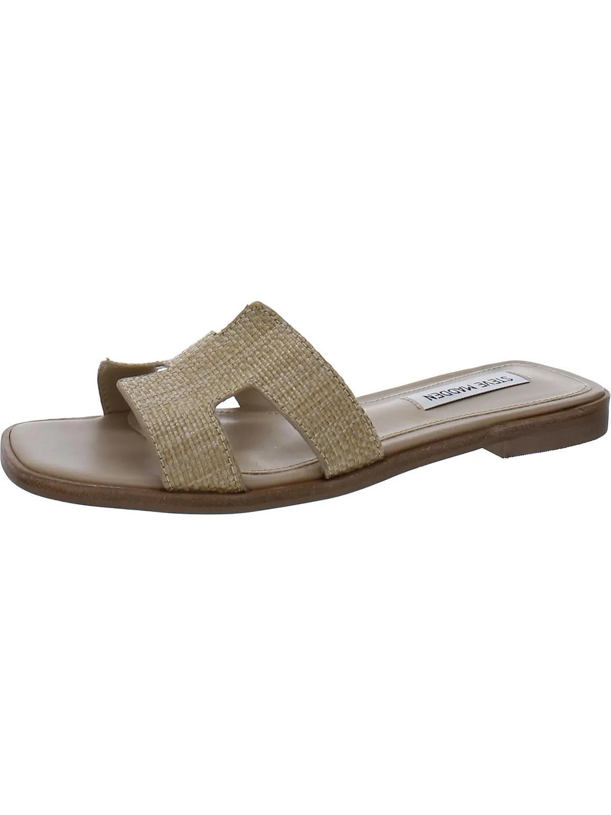 Hadyn Womens Leather Open Toe Slide Sandals