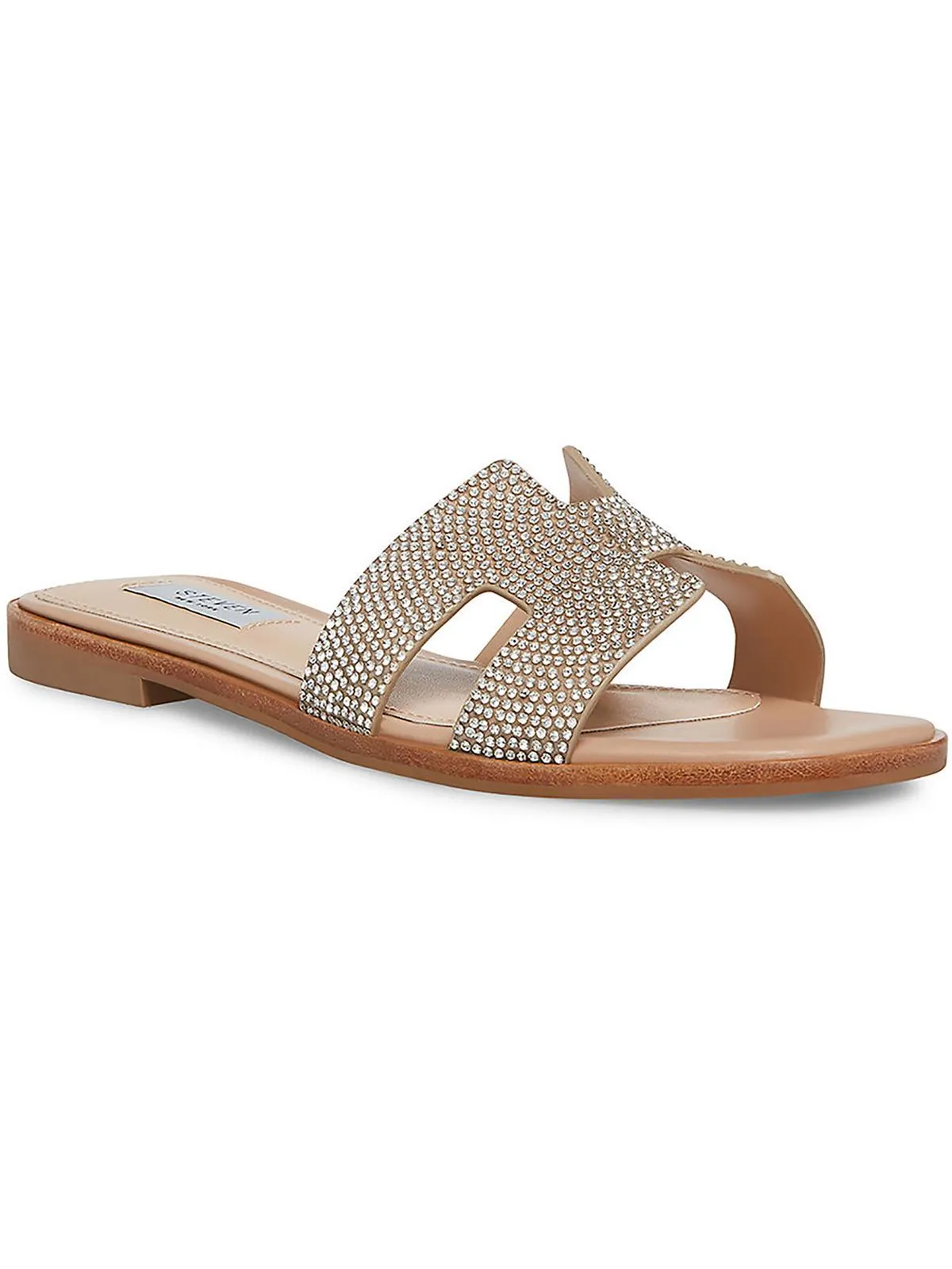 Hadyn Womens Leather Open Toe Slide Sandals