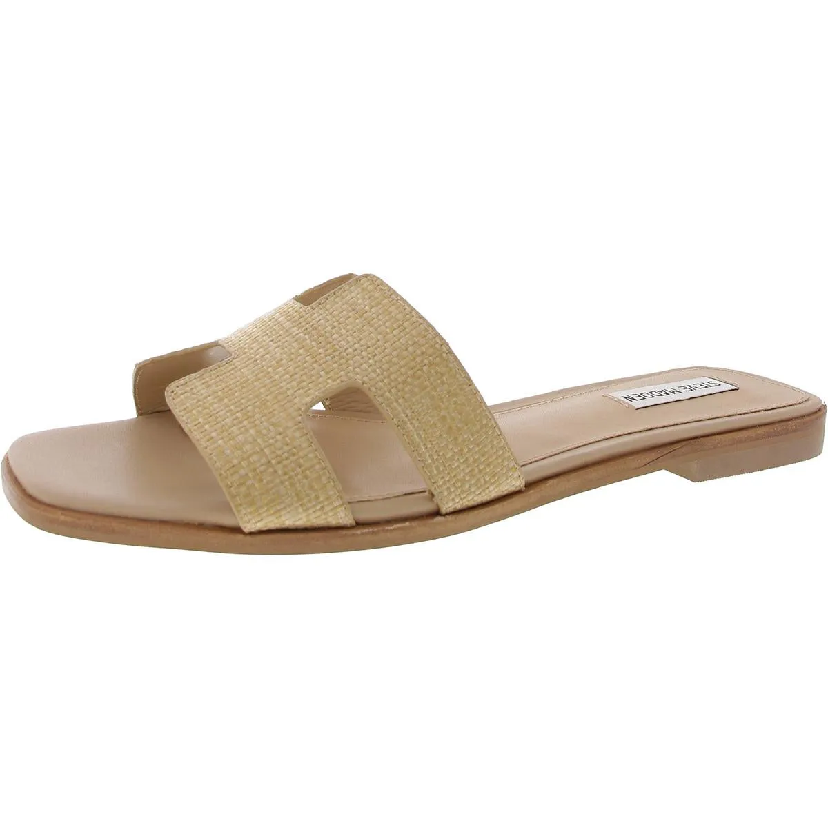 Hadyn Womens Leather Open Toe Slide Sandals