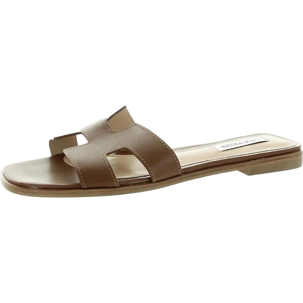 Hadyn Womens Leather Open Toe Slide Sandals