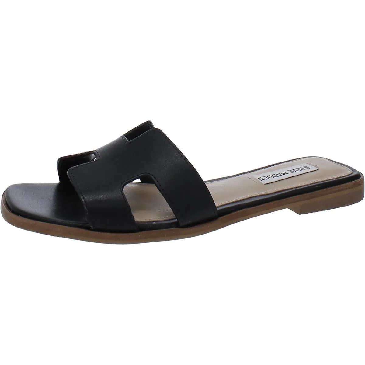 Hadyn Womens Leather Open Toe Slide Sandals
