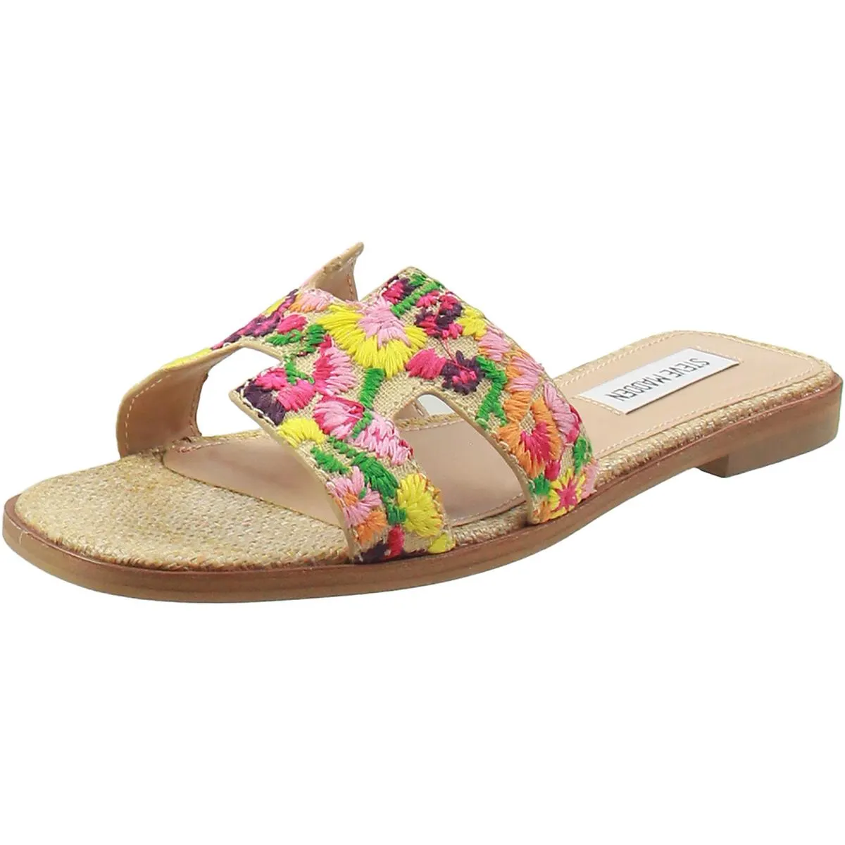 Hadyn Womens Leather Open Toe Slide Sandals