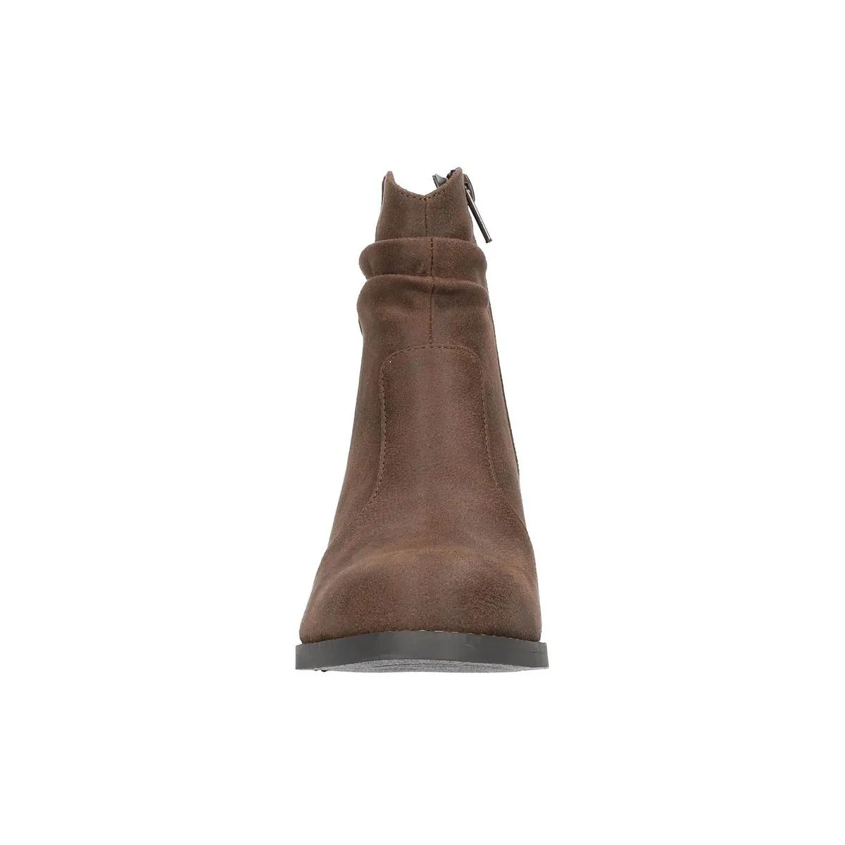 Helena Womens Faux Leather Stacked Heel Booties