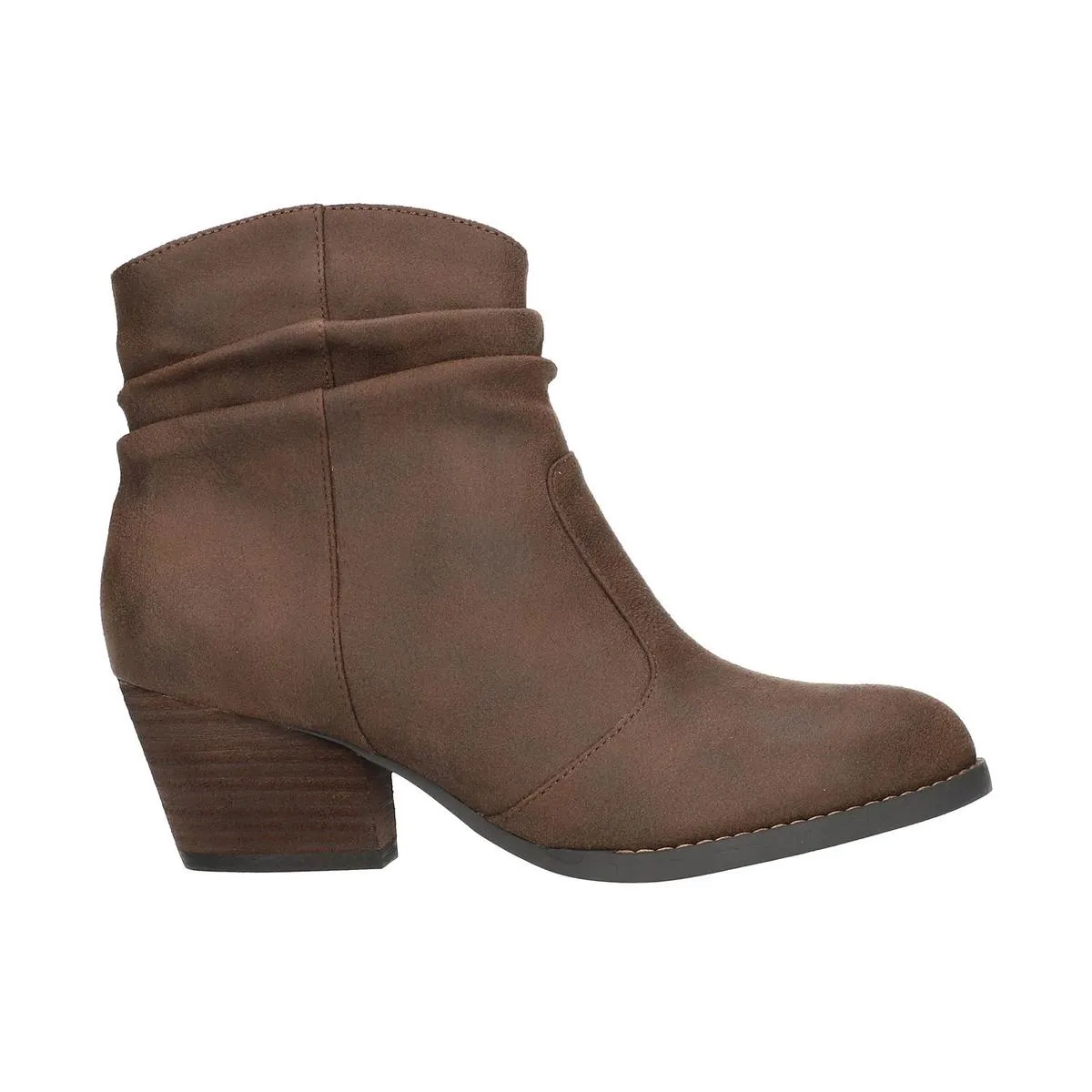 Helena Womens Faux Leather Stacked Heel Booties