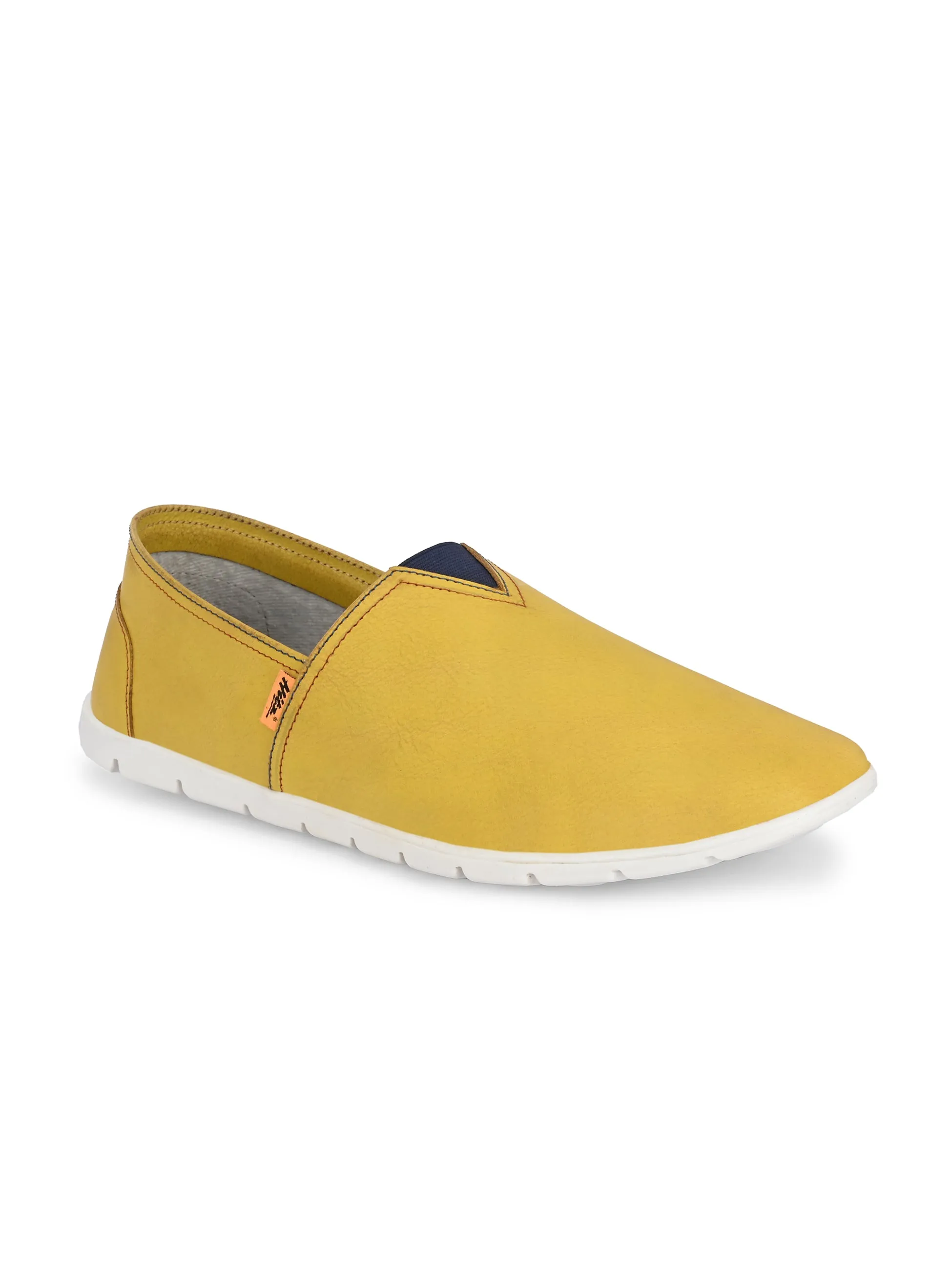Hitz Men's Yellow Leather Slip On Casual Shoes