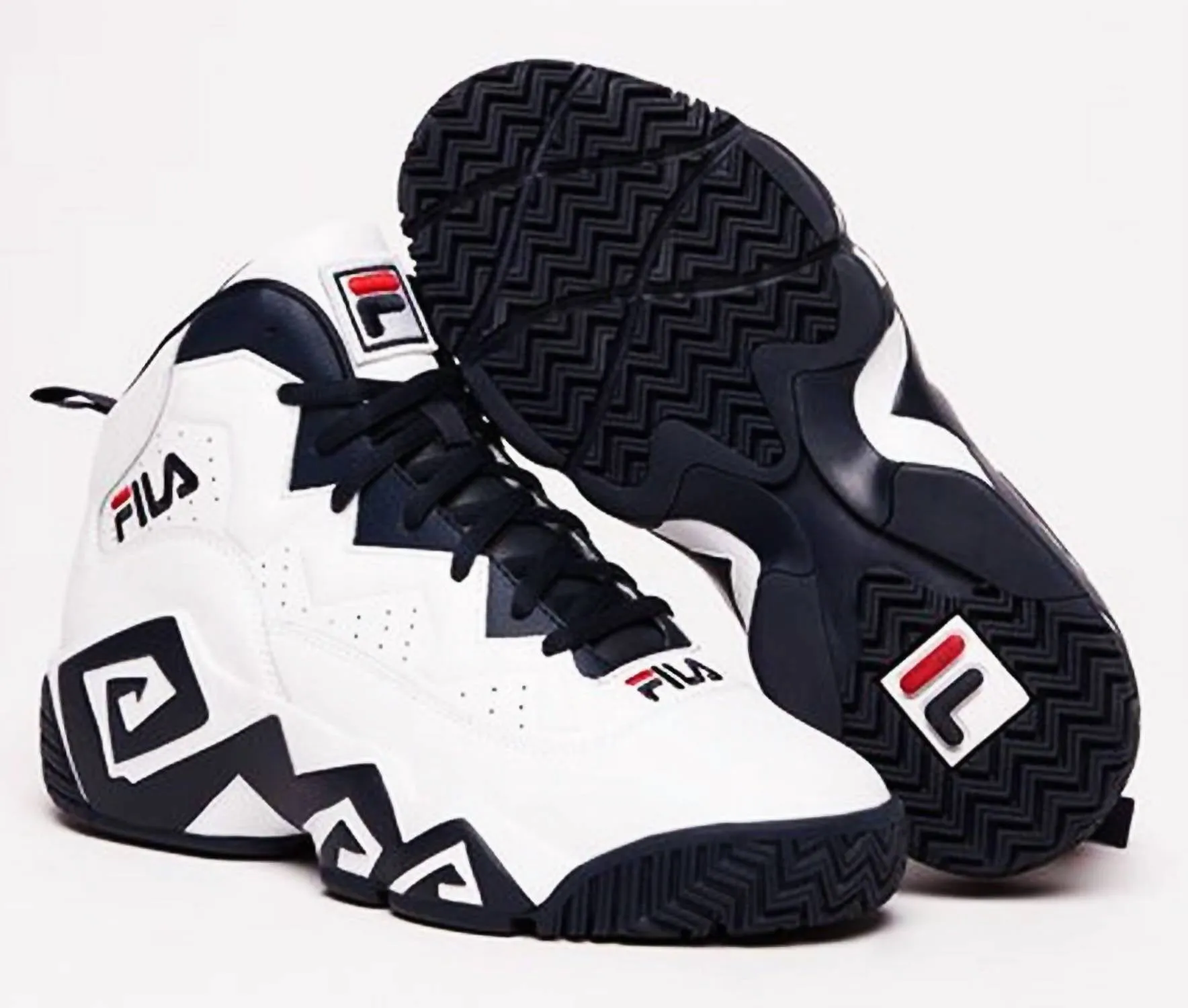 Men's Mb Leather Athletic Basketball Shoe In White/navy/red