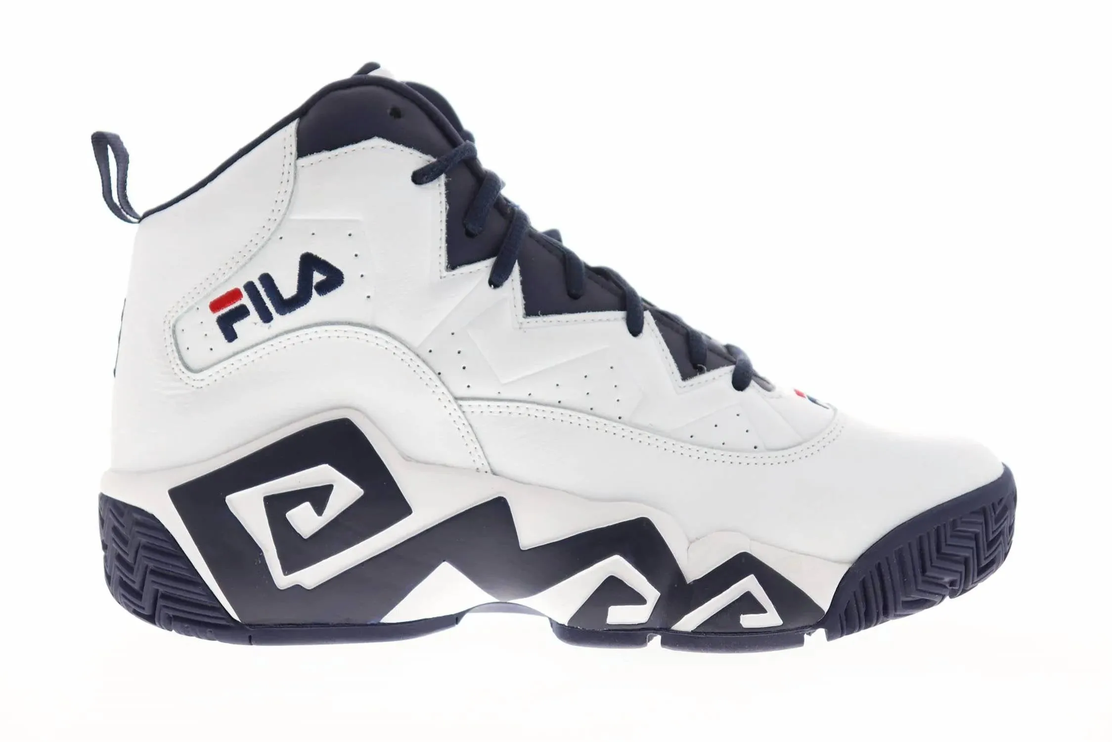 Men's Mb Leather Athletic Basketball Shoe In White/navy/red