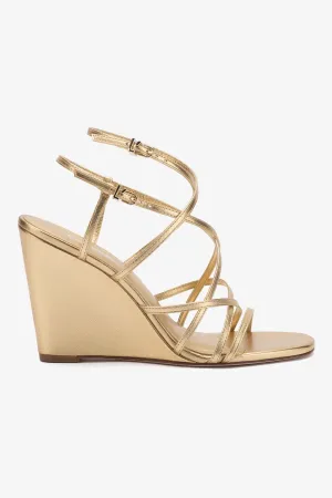 Naomi Wedge In Gold Metallic Leather