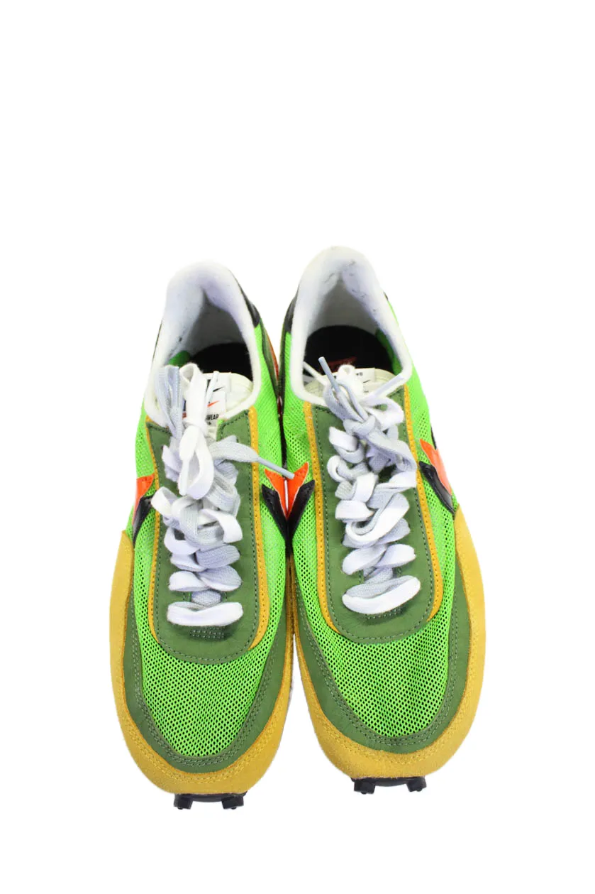 Nike x Sacai Mens LD Waffle Gusto Mesh Suede Trim Sneakers Green Gusto