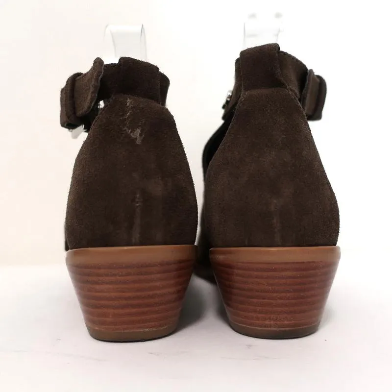 Rebecca Minkoff Abigail Buckle Booties Brown Suede Size 9 Cutout Ankle Boots