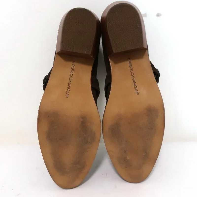 Rebecca Minkoff Abigail Buckle Booties Brown Suede Size 9 Cutout Ankle Boots