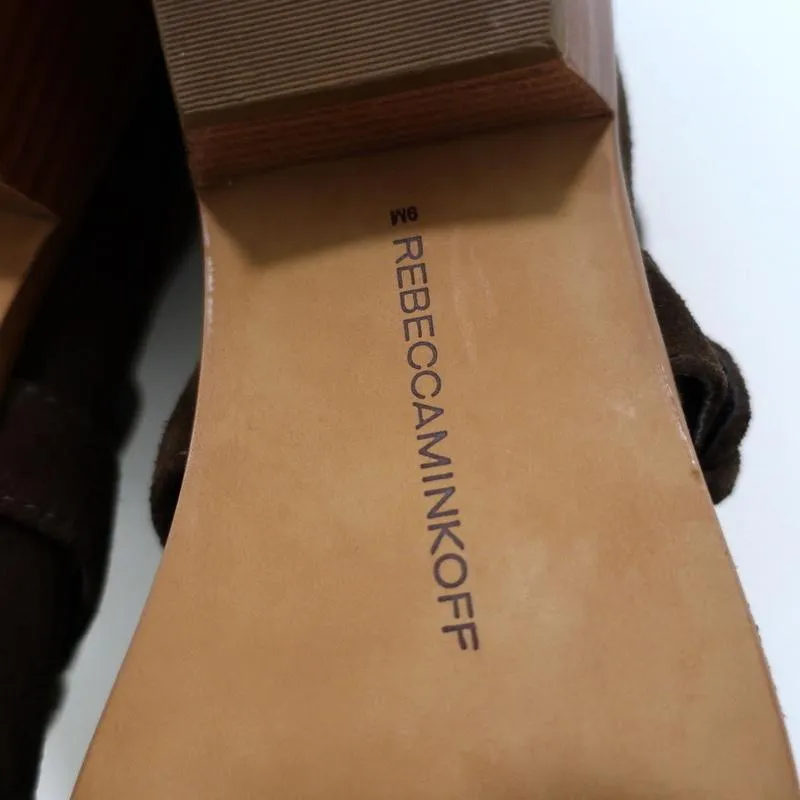 Rebecca Minkoff Abigail Buckle Booties Brown Suede Size 9 Cutout Ankle Boots