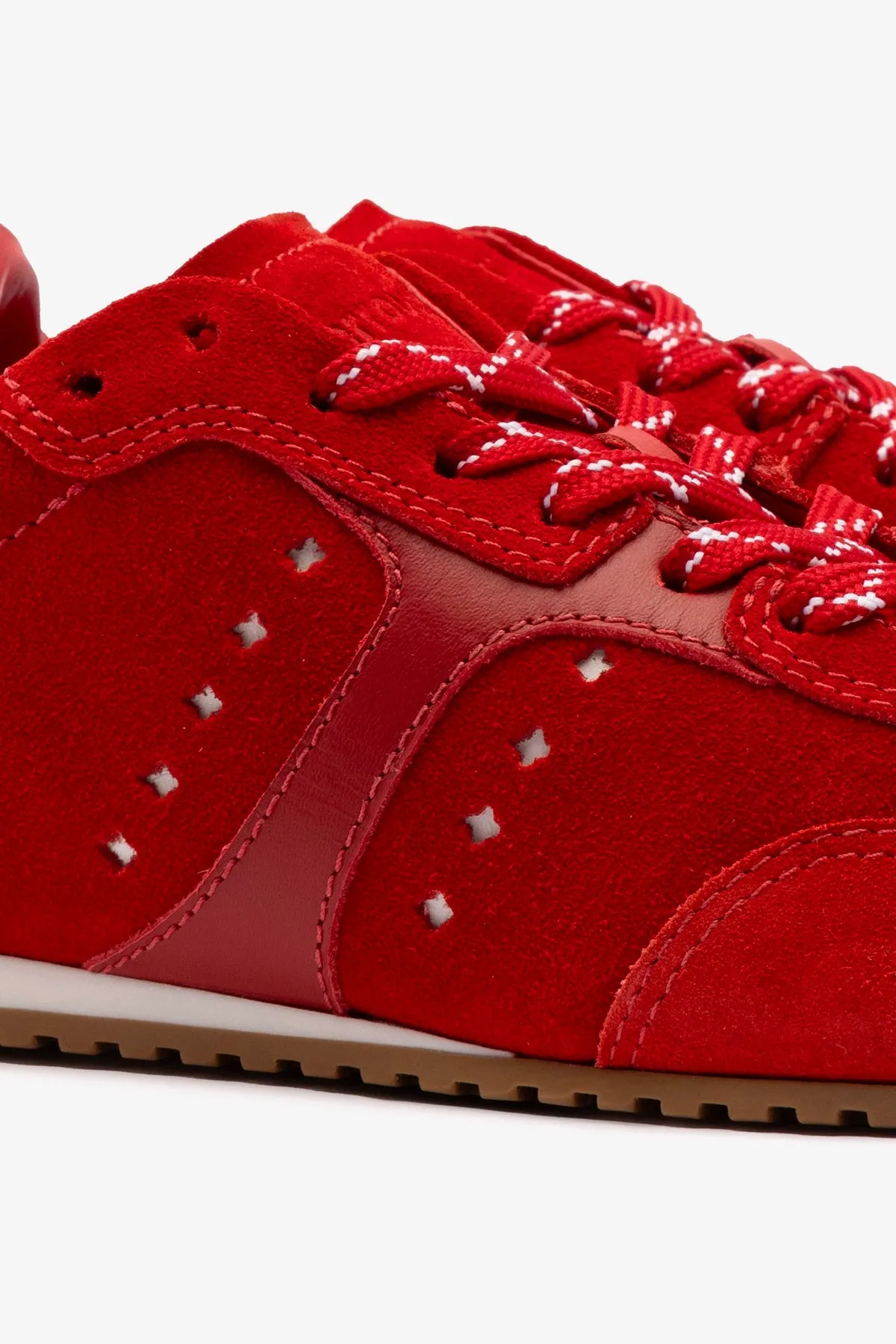 Stella Sneaker In Scarlet Suede and Blood Red Leather