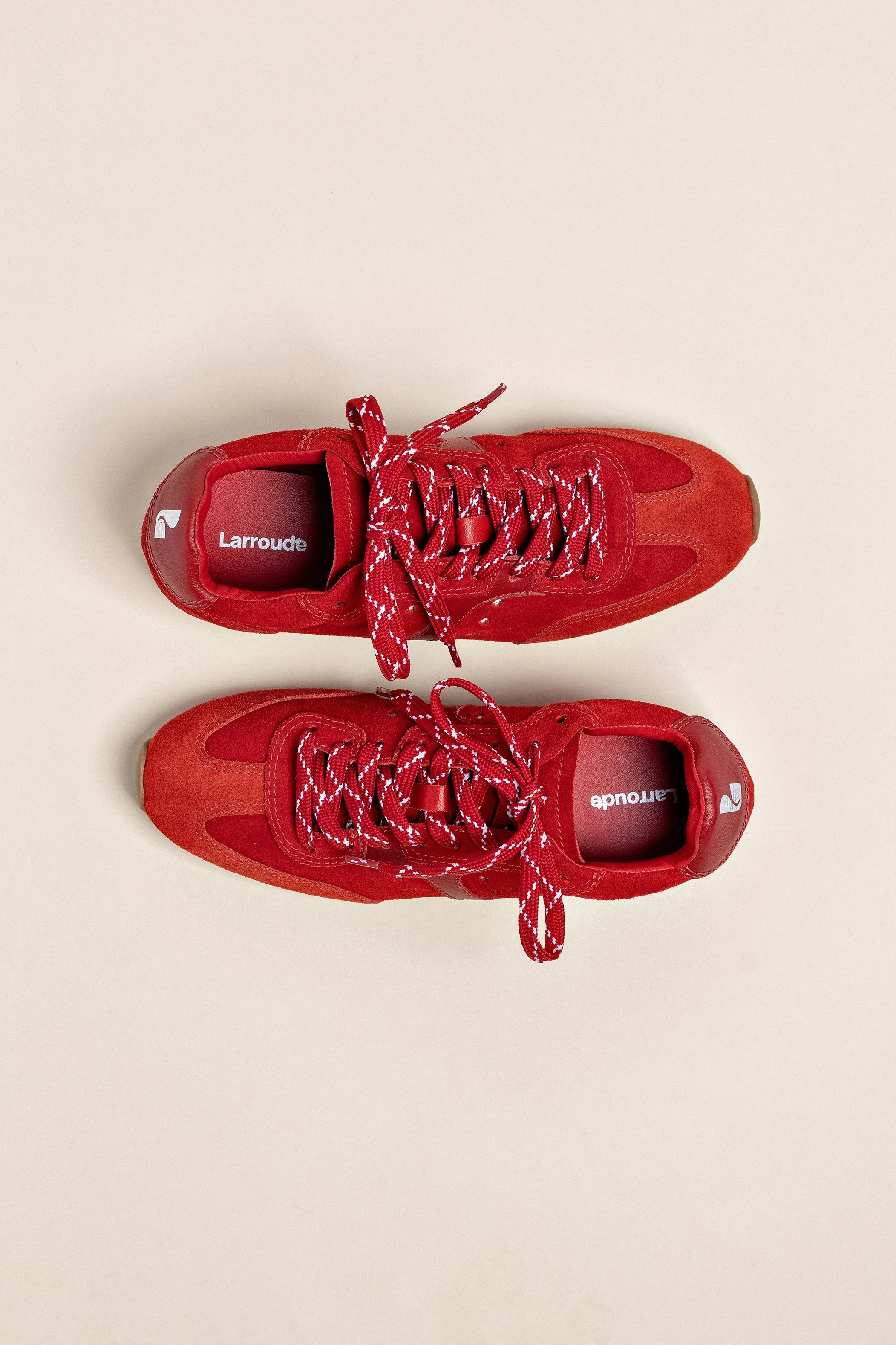 Stella Sneaker In Scarlet Suede and Blood Red Leather