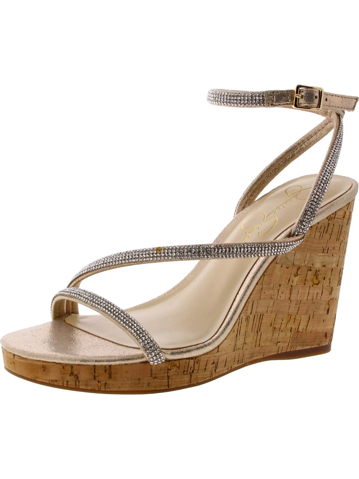 Tenley Womens Satin Open Toe Wedge Sandals