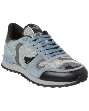 Valentino Camo Knit & Suede Sneaker