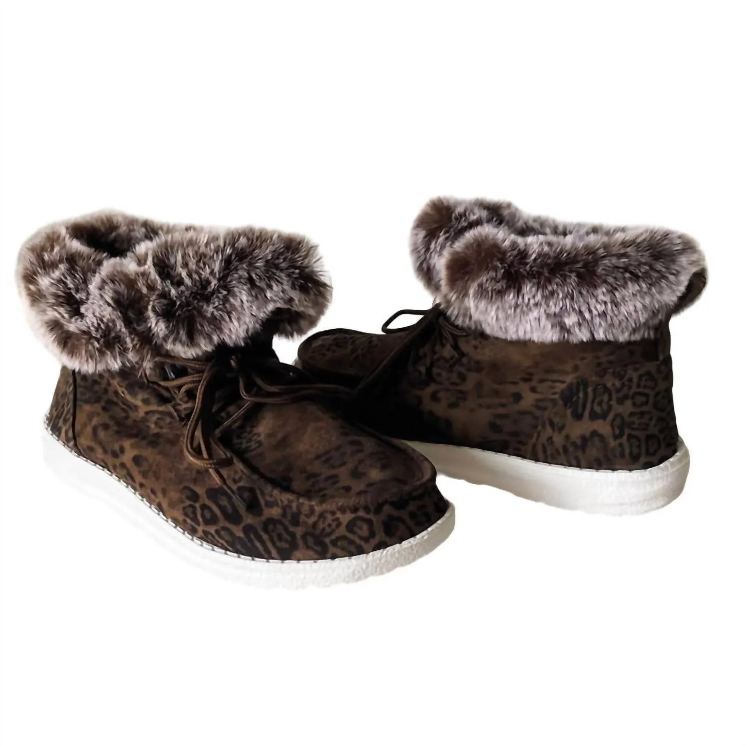 Women's Fancy High Top Booties In Leopard