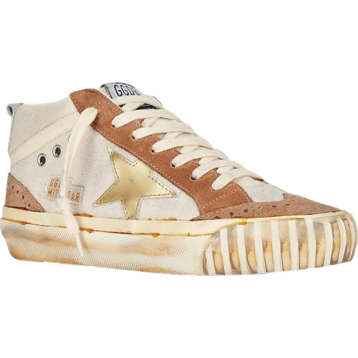 Women's Mid Star Sneakers In Natural White/Brown/golden/cream