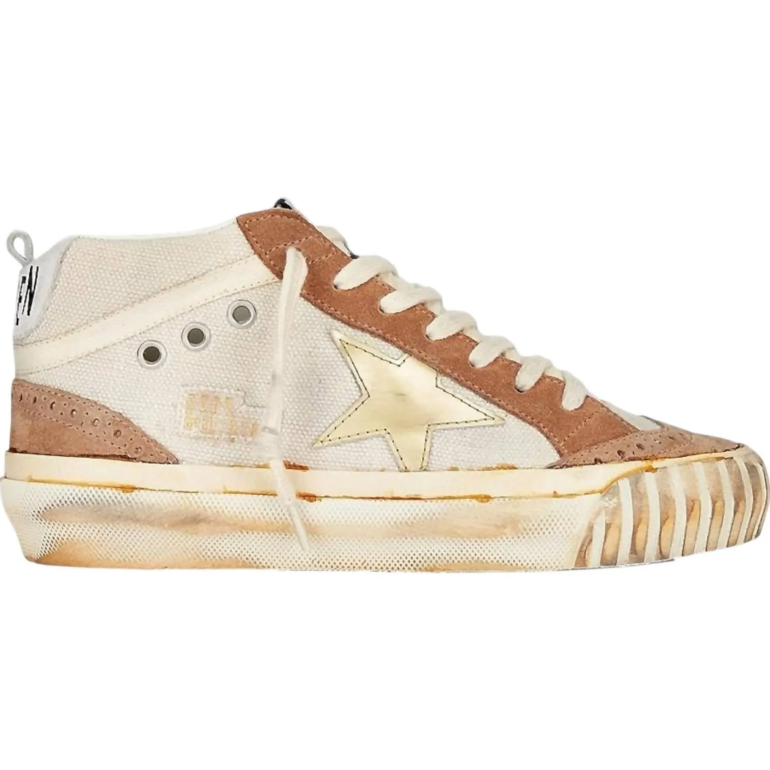 Women's Mid Star Sneakers In Natural White/Brown/golden/cream