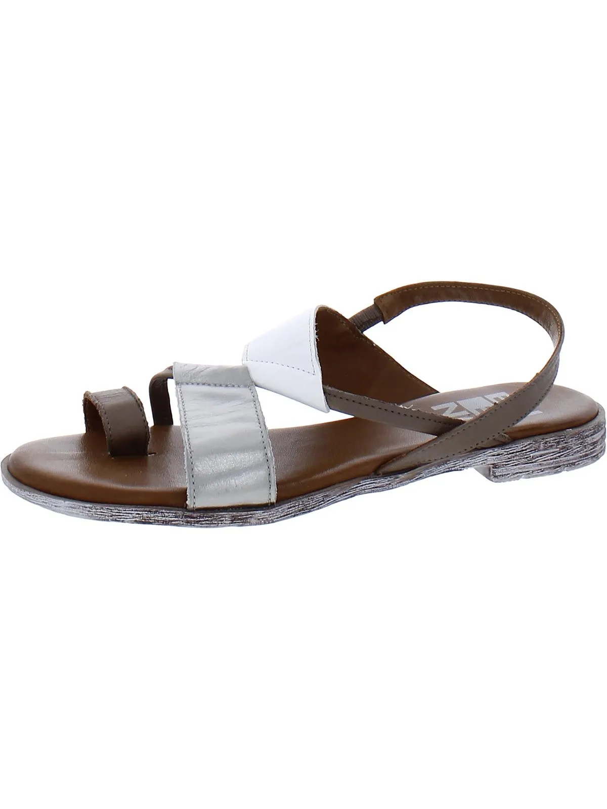 Yuki Womens Leather Toe Loop Slide Sandals